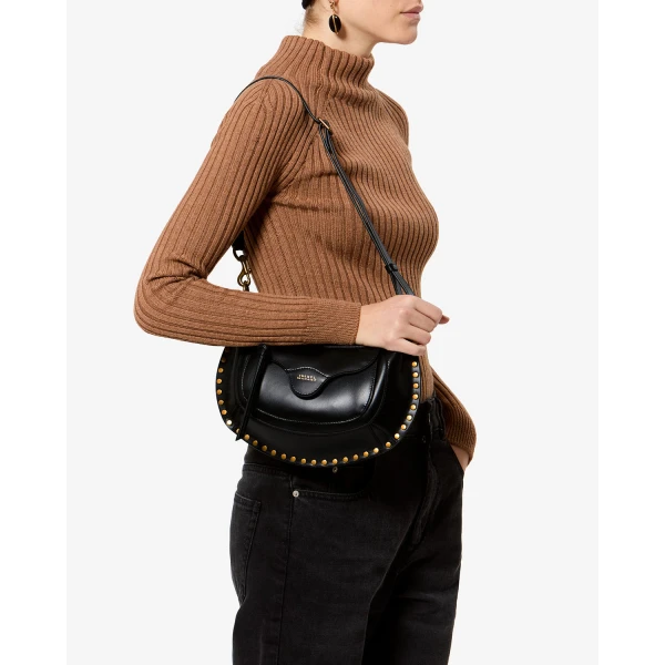 Isabel Marant Moon Pocket Bag in Leather, Black | Shoulder & Crossbody Bags | Luxury Shoes 
