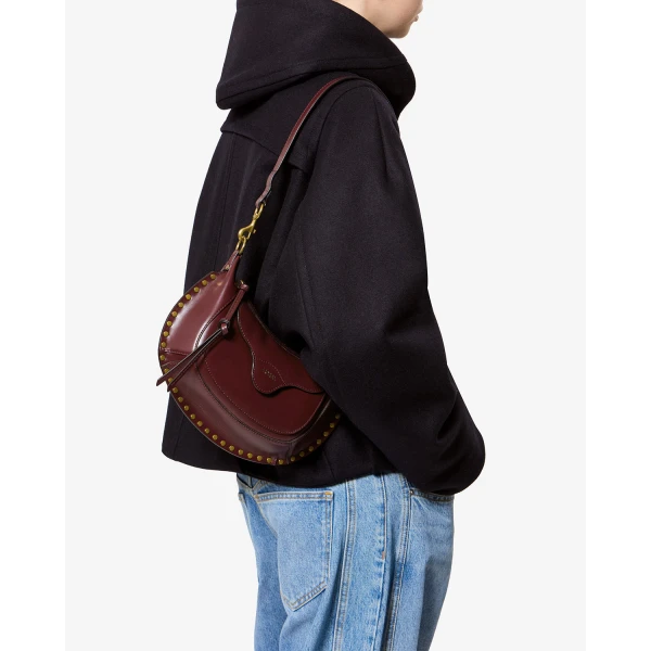 Isabel Marant Moon Pocket Bag in Leather, Burgundy | Shoulder & Crossbody Bags | Luxury Shoes 