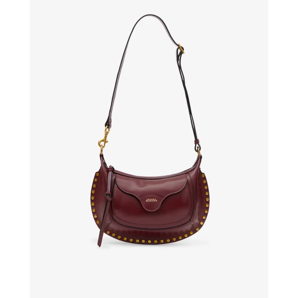 Isabel Marant Moon Pocket Bag in Leather, Burgundy | Shoulder & Crossbody Bags | Luxury Shoes 