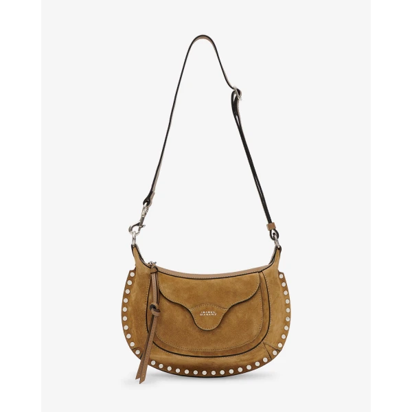 Isabel Marant Moon Pocket Bag in Suede, Taupe | Shoulder & Crossbody Bags | Luxury Shoes 