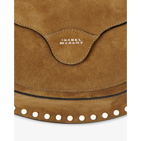 Isabel Marant Moon Pocket Bag in Suede, Taupe | Shoulder & Crossbody Bags | Luxury Shoes 