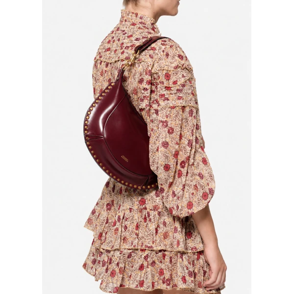 Isabel Marant Naoko Bag in Leather, Burgundy | Shoulder & Crossbody Bags | Luxury Shoes 