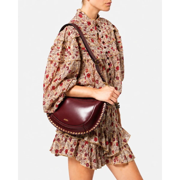 Isabel Marant Naoko Bag in Leather, Burgundy | Shoulder & Crossbody Bags | Luxury Shoes 