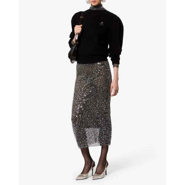 Isabel Marant Nejany Skirt in Silver | Maxi Skirts | Luxury Shoes 