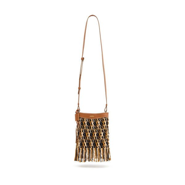 Isabel Marant Noli Bag in Macrame and Leather, Multicolor Brown | Women | Luxury Shoes 