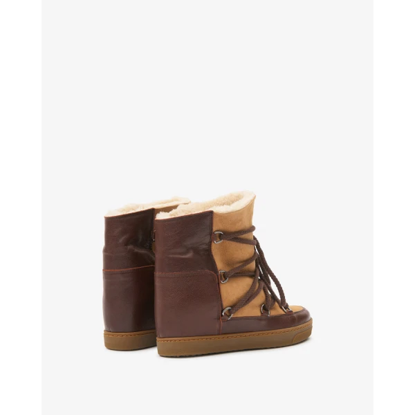 Isabel Marant Nowles Ankle Boots in Dark Brown and Ochre | Boots | Luxury Shoes 