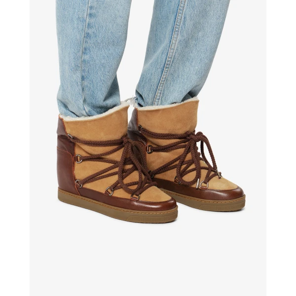 Isabel Marant Nowles Ankle Boots in Dark Brown and Ochre | Boots | Luxury Shoes 