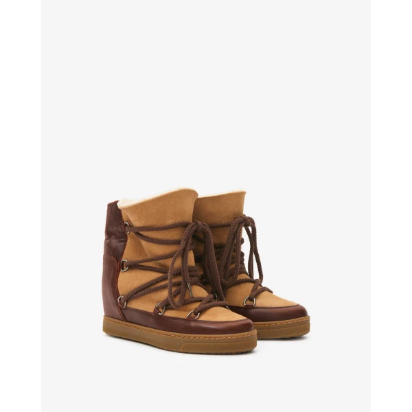 Isabel Marant Nowles Ankle Boots in Dark Brown and Ochre | Boots | Luxury Shoes 