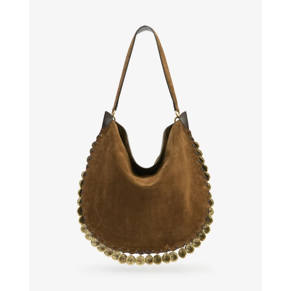 Isabel Marant Oskan Hobo Soft Bag in Suede Leather, Bronze | Shoulder & Crossbody Bags | Luxury Shoes 
