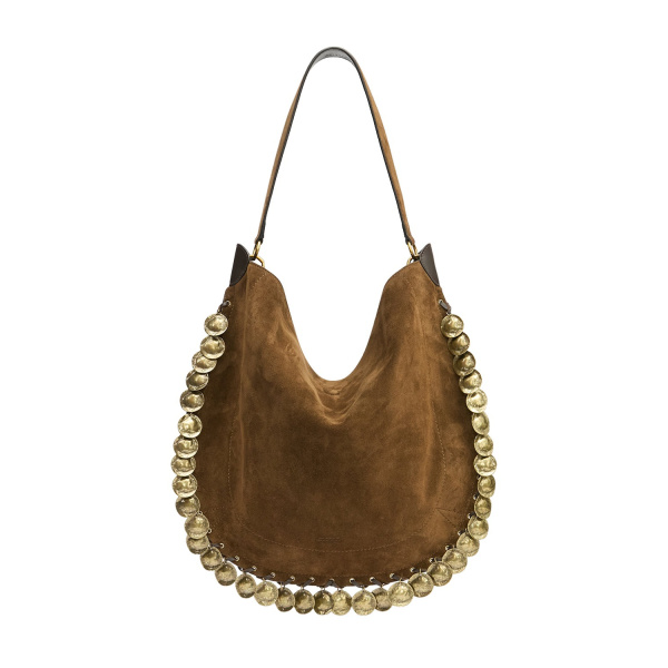 Isabel Marant Oskan Hobo Soft Bag in Suede Leather, Bronze | Women | Luxury Shoes 