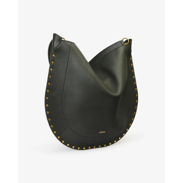 Isabel Marant Oskan Hobo Soft Grained Leather Bag in Black | Shoulder & Crossbody Bags | Luxury Shoes 