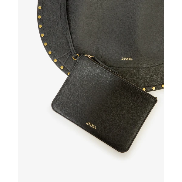 Isabel Marant Oskan Hobo Soft Grained Leather Bag in Black | Shoulder & Crossbody Bags | Luxury Shoes 