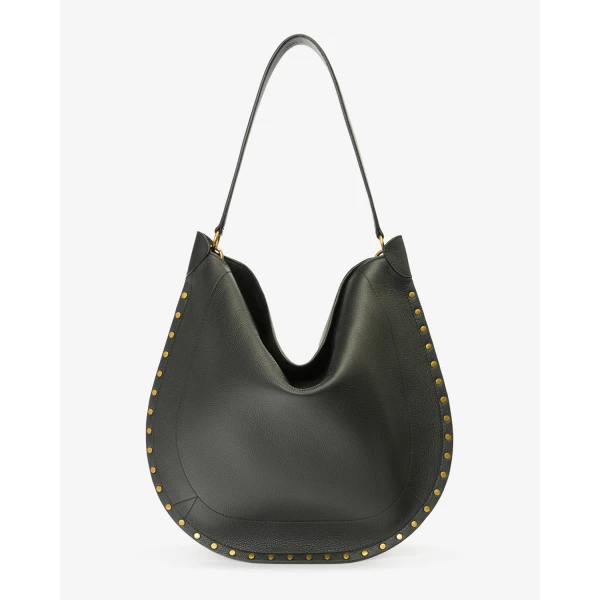 Isabel Marant Oskan Hobo Soft Grained Leather Bag in Black | Shoulder & Crossbody Bags | Luxury Shoes 