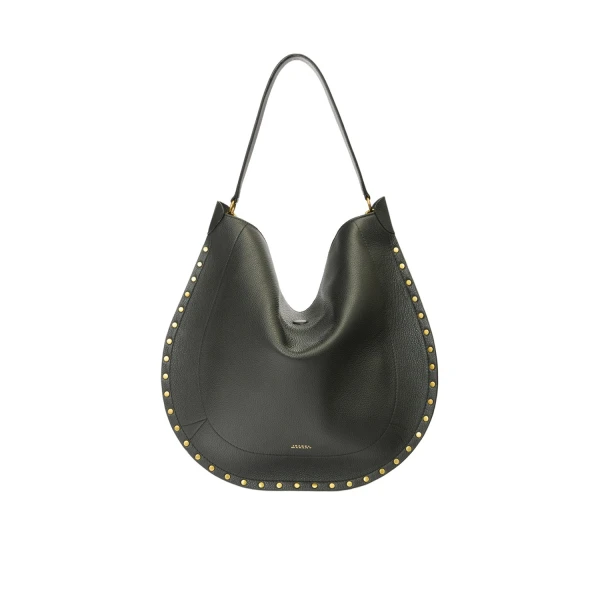 Isabel Marant Oskan Hobo Soft Grained Leather Bag in Black | Women | Luxury Shoes 