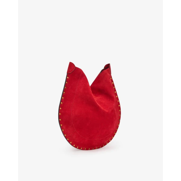 Isabel Marant Oskan Hobo Soft Suede Bag in Scarlet Red | Shoulder & Crossbody Bags | Luxury Shoes 