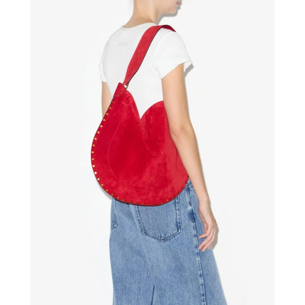 Isabel Marant Oskan Hobo Soft Suede Bag in Scarlet Red | Shoulder & Crossbody Bags | Luxury Shoes 