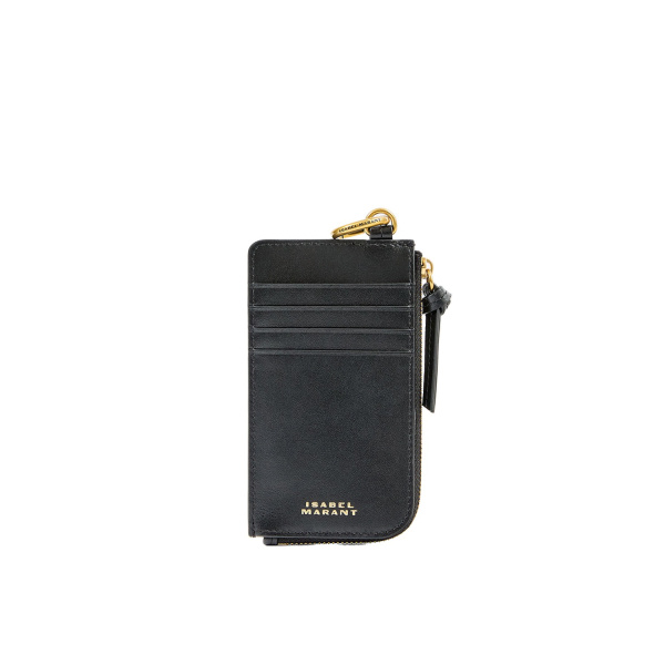 Isabel Marant Oskan Leather Cardholder in Black | Women | Luxury Shoes 