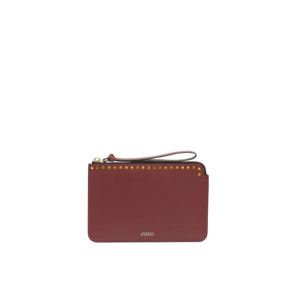 Isabel Marant Oskan Leather Flat Pouch in Burgundy | Women | Luxury Shoes 