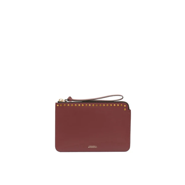 Isabel Marant Oskan Leather Flat Pouch in Burgundy | Women | Luxury Shoes 