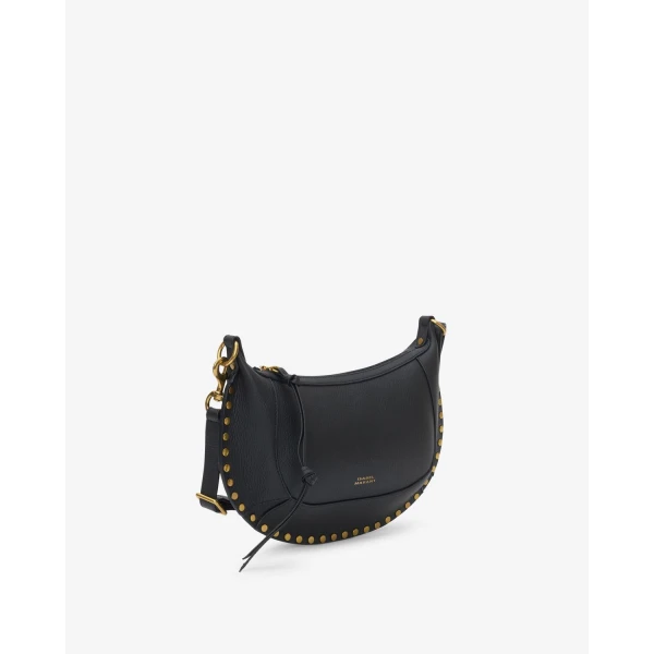 Isabel Marant Oskan Moon Bag in Full-Grain Leather, Black | Shoulder & Crossbody Bags | Luxury Shoes 