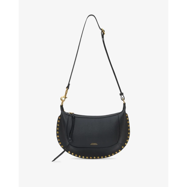 Isabel Marant Oskan Moon Bag in Full-Grain Leather, Black | Shoulder & Crossbody Bags | Luxury Shoes 
