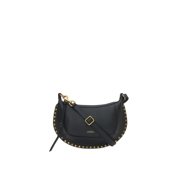 Isabel Marant Oskan Moon Bag in Full-Grain Leather, Black | Women | Luxury Shoes 