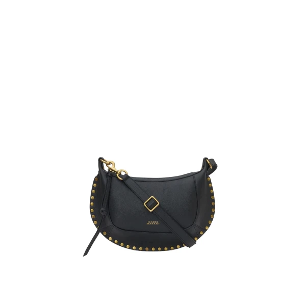 Isabel Marant Oskan Moon Bag in Full-Grain Leather, Black | Women | Luxury Shoes 