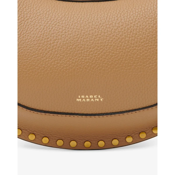 Isabel Marant Oskan Moon Bag in Grained Leather, Cappuccino | Shoulder & Crossbody Bags | Luxury Shoes 