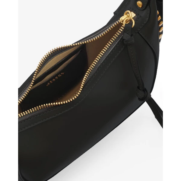 Isabel Marant Oskan Moon Bag in Leather, Black | Shoulder & Crossbody Bags | Luxury Shoes 