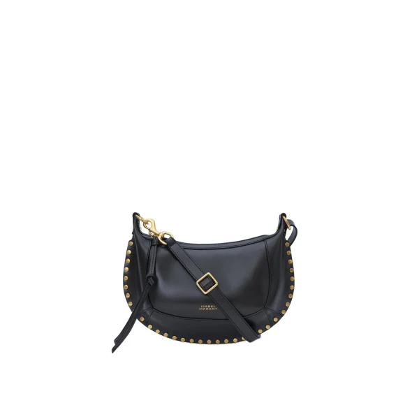 Isabel Marant Oskan Moon Bag in Leather, Black | Women | Luxury Shoes 