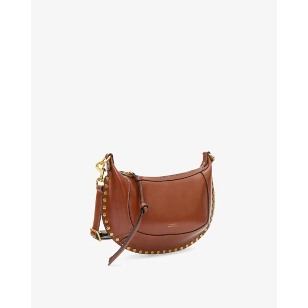 Isabel Marant Oskan Moon Bag in Leather, Cognac | Shoulder & Crossbody Bags | Luxury Shoes 