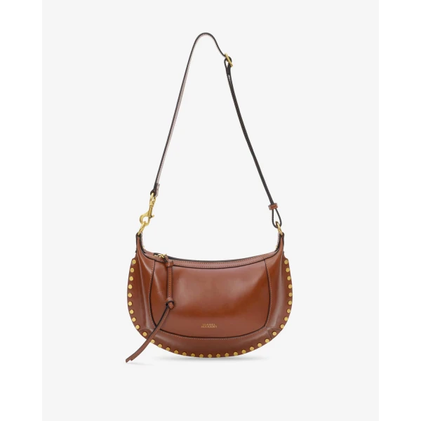 Isabel Marant Oskan Moon Bag in Leather, Cognac | Shoulder & Crossbody Bags | Luxury Shoes 