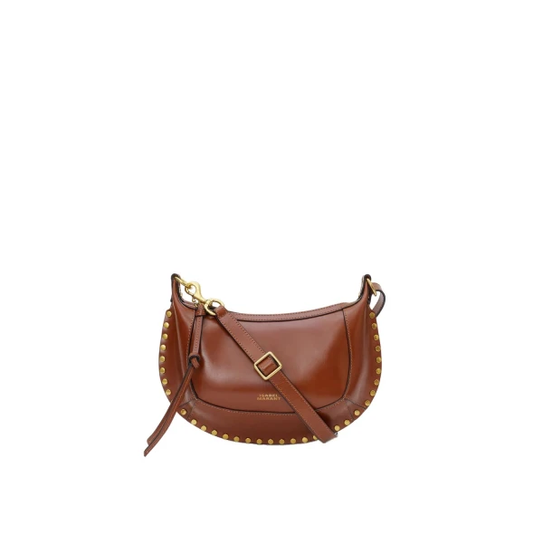 Isabel Marant Oskan Moon Bag in Leather, Cognac | Women | Luxury Shoes 