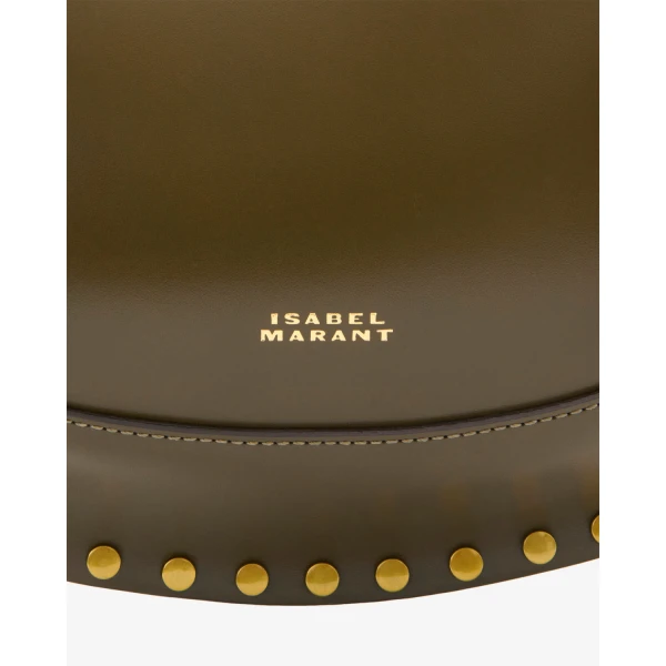 Isabel Marant Oskan Moon Bag in Leather, Dark Olive | Shoulder & Crossbody Bags | Luxury Shoes 
