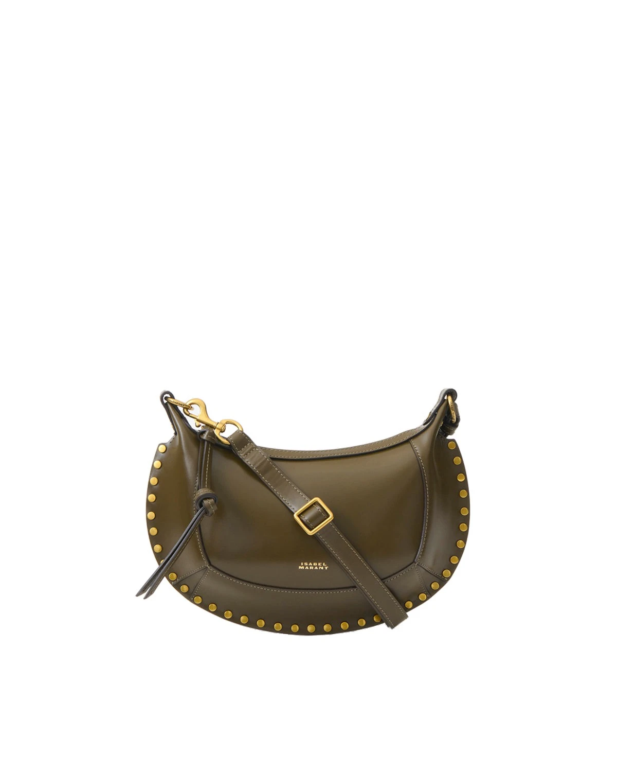 Isabel Marant Oskan Moon Bag in Leather, Dark Olive Isabel Marant Oskan Moon Bag in Leather, Dark Olive | Women | Luxury Shoes