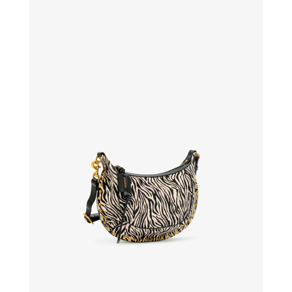 Isabel Marant Oskan Moon Bag in Pony-Effect Leather, Zebra | Shoulder & Crossbody Bags | Luxury Shoes 