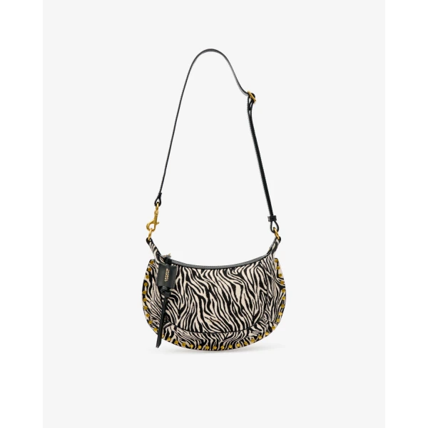 Isabel Marant Oskan Moon Bag in Pony-Effect Leather, Zebra | Shoulder & Crossbody Bags | Luxury Shoes 