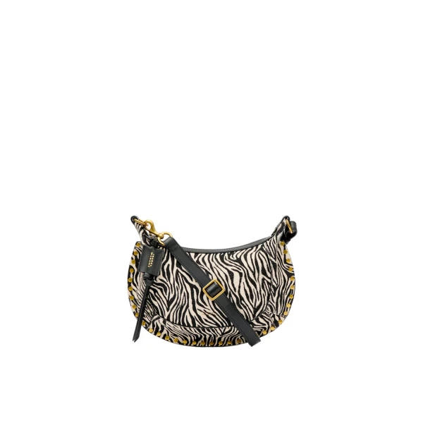 Isabel Marant Oskan Moon Bag in Pony-Effect Leather, Zebra | Women | Luxury Shoes 