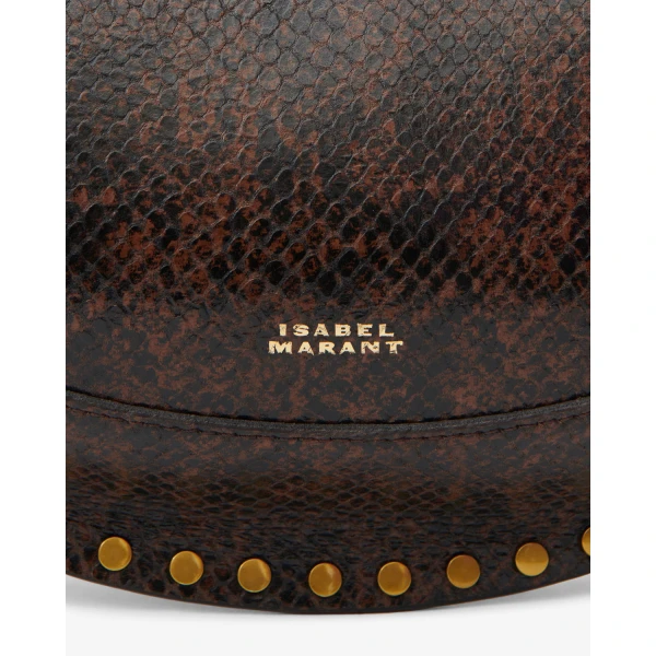 Isabel Marant Oskan Moon Bag in Python-Effect Grained Leather, Mocha | Shoulder & Crossbody Bags | Luxury Shoes 