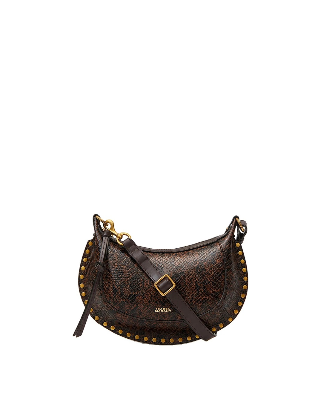 Isabel Marant Oskan Moon Bag in Python-Effect Grained Leather, Mocha Isabel Marant Oskan Moon Bag in Python-Effect Grained Leather, Mocha | Women | Luxury Shoes