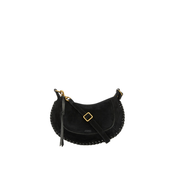 Isabel Marant Oskan Moon Bag in Suede Leather, Black | Women | Luxury Shoes 