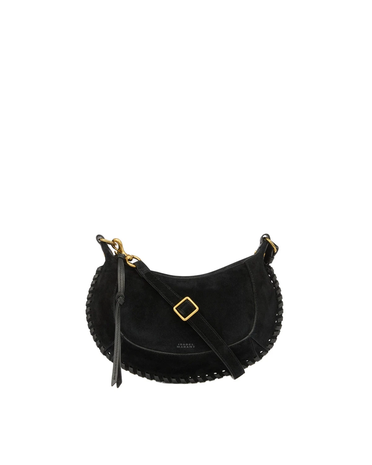 Isabel Marant Oskan Moon Bag in Suede Leather, Black Isabel Marant Oskan Moon Bag in Suede Leather, Black | Women | Luxury Shoes