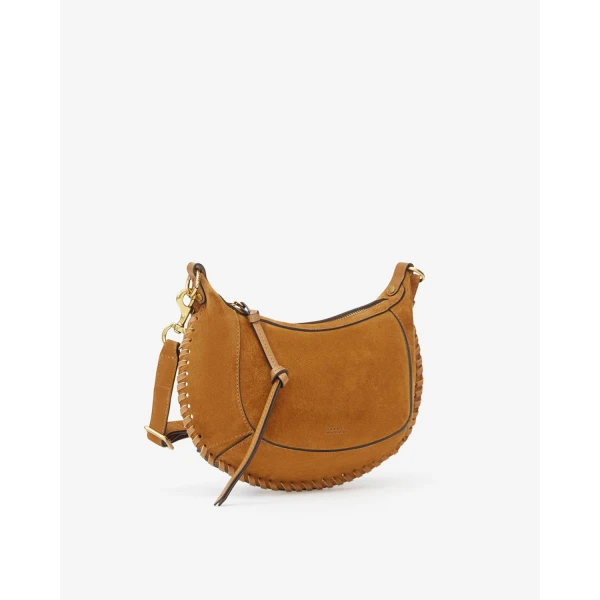 Isabel Marant Oskan Moon Bag in Suede Leather, Cognac | Shoulder & Crossbody Bags | Luxury Shoes 