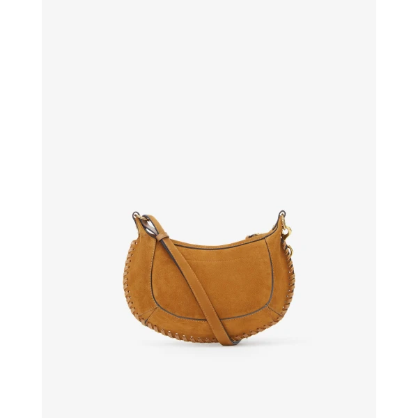 Isabel Marant Oskan Moon Bag in Suede Leather, Cognac | Shoulder & Crossbody Bags | Luxury Shoes 