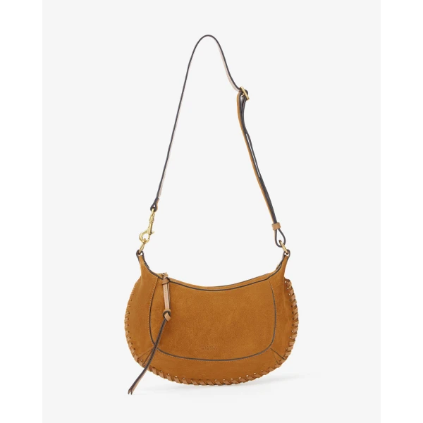 Isabel Marant Oskan Moon Bag in Suede Leather, Cognac | Shoulder & Crossbody Bags | Luxury Shoes 