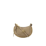 Isabel Marant Oskan Moon Bag in Suede Leather, Smoky Taupe | Women | Luxury Shoes 