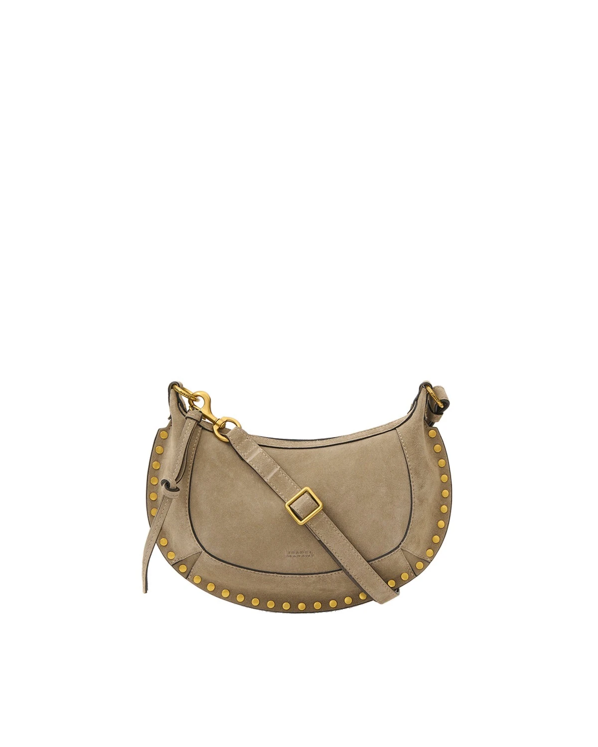 Isabel Marant Oskan Moon Bag in Suede Leather, Smoky Taupe Isabel Marant Oskan Moon Bag in Suede Leather, Smoky Taupe | Women | Luxury Shoes