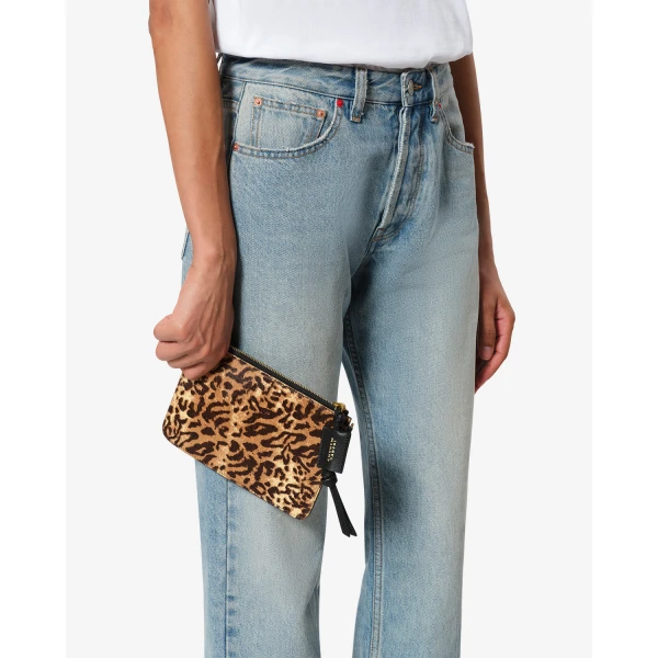 Isabel Marant Oskan Pony Leather Zip Pouch in Fauve | Wallets & Purses | Luxury Shoes 