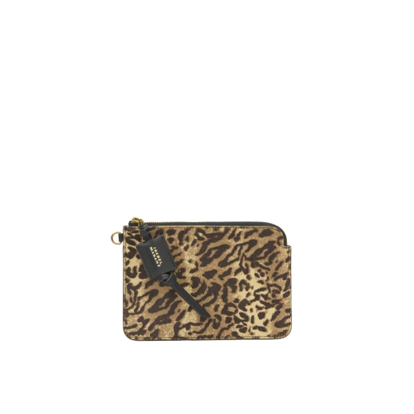 Isabel Marant Oskan Pony Leather Zip Pouch in Fauve | Women | Luxury Shoes 