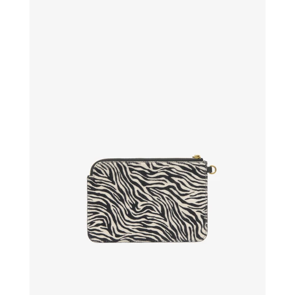 Isabel Marant Oskan Pony Leather Zip Pouch in Zebra | Wallets & Purses | Luxury Shoes 